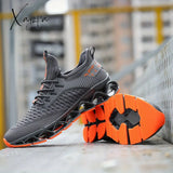 Mens Geometric Blade Sneakers - Lightweight Breathable Odor-Resistant Athletic Shoes With Lace