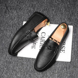 Men’s Leather Casual Shoes Luxury Social Loafers Moccasins For Men Trends 2024 Comfortable Flats