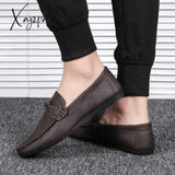 Men’s Leather Casual Shoes Luxury Social Loafers Moccasins For Men Trends 2024 Comfortable Flats