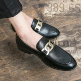 Men’s Leather Shoes Office Men Flats Leather Gold Glitter Wedding Banquet Loafers Comfortable