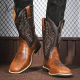 Men’s Roper Boots Western Cowboy Embroidered Mid-Calf