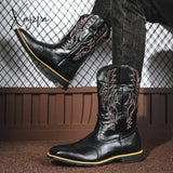 Men’s Roper Boots Western Cowboy Embroidered Mid-Calf