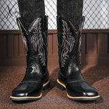 Men’s Roper Boots Western Cowboy Embroidered Mid-Calf