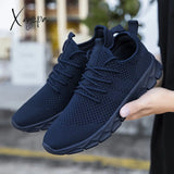 Mens Ultra-Lightweight Breathable Fabric Sneakers - Comfortable Lace-Up Shoes With Eva Sole For