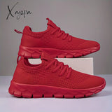 Mens Ultra-Lightweight Breathable Fabric Sneakers - Comfortable Lace-Up Shoes With Eva Sole For