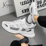 Mesh Chunky Mens Sneakers White Breathable Fashion Outdoor Sports Shoes Vulcanized Casual Male