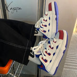 Mixed Color Mens Sneakers High Street Platform Harajuku Style Womens Breathable Athletic Shoes