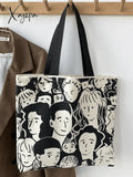 Monochrome Face Graphic Canvas Shopper Bag Bags