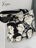 Monochrome Face Graphic Canvas Shopper Bag Bags