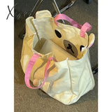 New Cute Rilakkuma Korilakkuma Bear Children Girls Big Canvas Handbags Tote Bags For Women