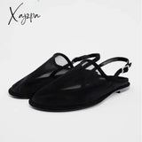 New Luxury Brand Designer Flat Sandals Women Fashion Back Trip Strap Sandalias Mesh Breathable