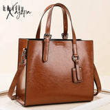 New Oil Wax Leather Women Handbags Designers Big Capacity Luxury Shoulder Bags Female Top-Handle