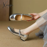 New Split Leather Mary Jane Shoes Women Spring Retro Woman Round Toe Low Heel Pumps For Zapatos De