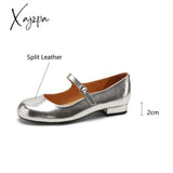 New Split Leather Mary Jane Shoes Women Spring Retro Woman Round Toe Low Heel Pumps For Zapatos De