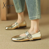 New Split Leather Women Mary Jane Shoes Spring Low Heels Woman Round Toe Pumps Retro Zapatos De