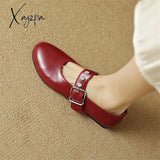 New Split Leather Women Mary Jane Shoes Spring Low Heels Woman Round Toe Pumps Retro Zapatos De