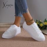 New Spring And Autumn Korean Version Lace-Up Small White Shoes Female Flat Leather Canvas Casual