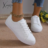 New Spring And Autumn Korean Version Lace-Up Small White Shoes Female Flat Leather Canvas Casual