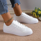 New Spring and autumn Korean version lace-up small white shoes female flat leather canvas shoes female casual shoes female