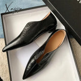 New Spring Cow Leather Women Shoes Pointed Toe Pumps For Zapatos De Mujer Fashion Retro Ladies Low