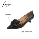 New Spring Sheepskin Women Shoes Shallow Flower Pointed Toe Pumps For Zapatos De Mujer Ladies