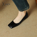 New Spring Sheepskin Women Shoes Square Toe Pumps Ballet For Zapatos De Mujer Concise Low Heels