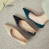 New Spring Split Leather Women Shoes Shallow Pointed Toe Pumps For Zapatos De Mujer Fashion Retro