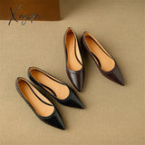 New Spring Summer Genuine Leather Woman Shoe Pointed Toe Women Pumps Low Heel Shoes For Zapatos