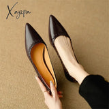 New Spring Summer Genuine Leather Woman Shoe Pointed Toe Women Pumps Low Heel Shoes for Women Zapatos Mujer Loafers Ladies Shoes