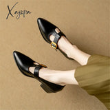 New Spring Summer Genuine Leather Woman Shoes Pointed Toe Retro Women Pumps For Zapatos De Mujer