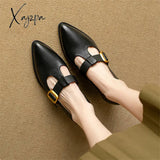 New Spring Summer Genuine Leather Woman Shoes Pointed Toe Retro Women Pumps For Zapatos De Mujer