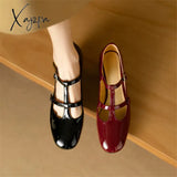 New Spring Summer Patent Leather Women Shoes Round Toe Shallow Pumps Mary Jane For Straps Gladiator