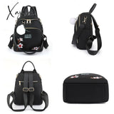 New Trend Embroidery Design Backpacks Light Luxury Anti Splash Nylon Fabric Backpack Large Capacity