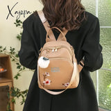 New Trend Embroidery Design Backpacks Light Luxury Anti Splash Nylon Fabric Backpack Large Capacity