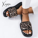 New Velcro Thick-Soled Sequined Design High-End Sandals For Women Flip Flops Fashionable Summer Wear