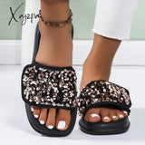 New Velcro Thick-soled Sequined Design High-end Sandals for Women, Flip Flops, Fashionable Summer Wear