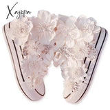 New White Inner Height-Increasing Vulcanized Shoes Original Butterfly Flower High-Top Canvas Sweet