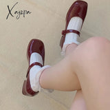 New Women Mary Jane Shoes Fashion Square Toe Shallow Ladies Elegant Dress Single Leather Heel Sandal