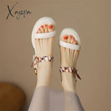 New Women Sandals Cow Leather Open Toe French Retro Summer Shoes For Round Platform High Heels