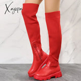 New Women Winter Over The Knee Boots Platform Luxury Thigh Free Shipping Leather Long Boot