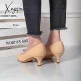 New Women’s Simple And Fashionable Outdoor Spring/Summer Fine Heel Almond Toe Pu Face High Heels