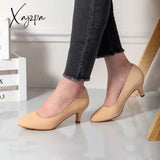 New Women’s Simple And Fashionable Outdoor Spring/Summer Fine Heel Almond Toe Pu Face High Heels