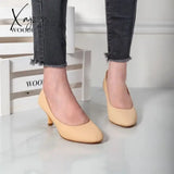 New Women's Simple and Fashionable Outdoor Spring/Summer Fine Heel Almond Toe PU Face Women's High Heels