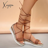 Platform Slope With The New Summer Women’s Sandals Cross-Strapping Roman-Style Solid Color