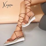 Platform Slope With The New Summer Women’s Sandals Cross-Strapping Roman-Style Solid Color