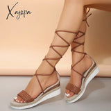 Platform Slope With The New Summer Women’s Sandals Cross-Strapping Roman-Style Solid Color