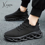 Plus-Size Men’s Stylish Blade Sneakers – Comfy & Breathable Knit Non-Slip Eva Sole Secure Lace-Up