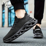 Plus-Size Men’s Stylish Blade Sneakers – Comfy & Breathable Knit Non-Slip Eva Sole Secure Lace-Up