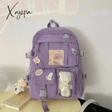 Popular Pink Purple Color Girls High School Student Backpack Bags