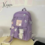 Popular Pink Purple Color Girls High School Student Backpack Bags